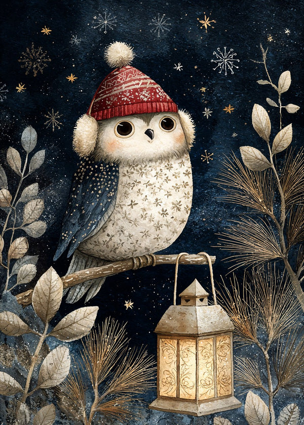 Winter Owl with Lantern