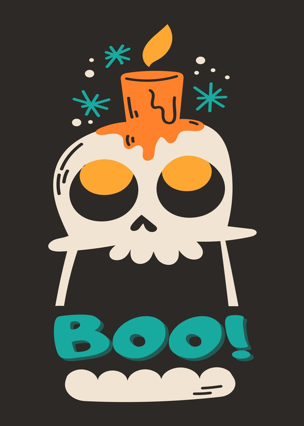 Candlelit Skull with Boo