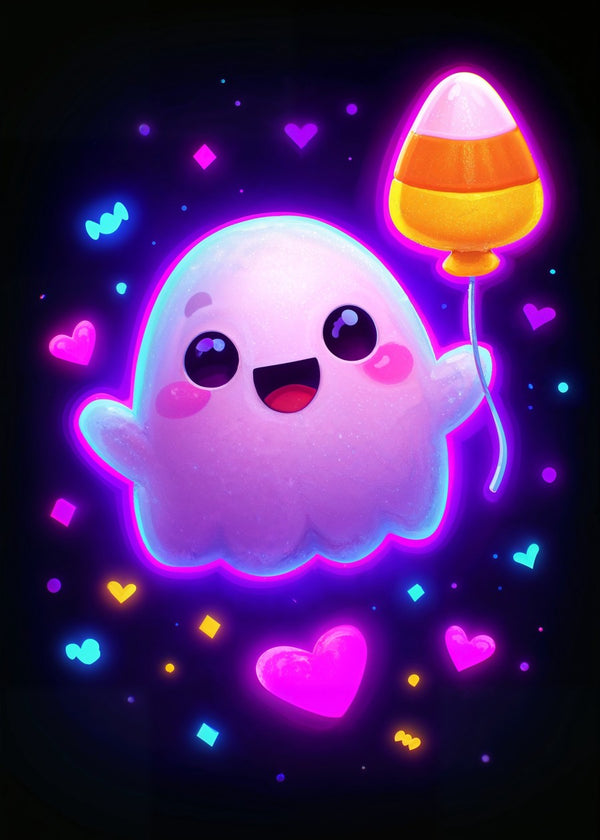 Neon Ghost with Balloon
