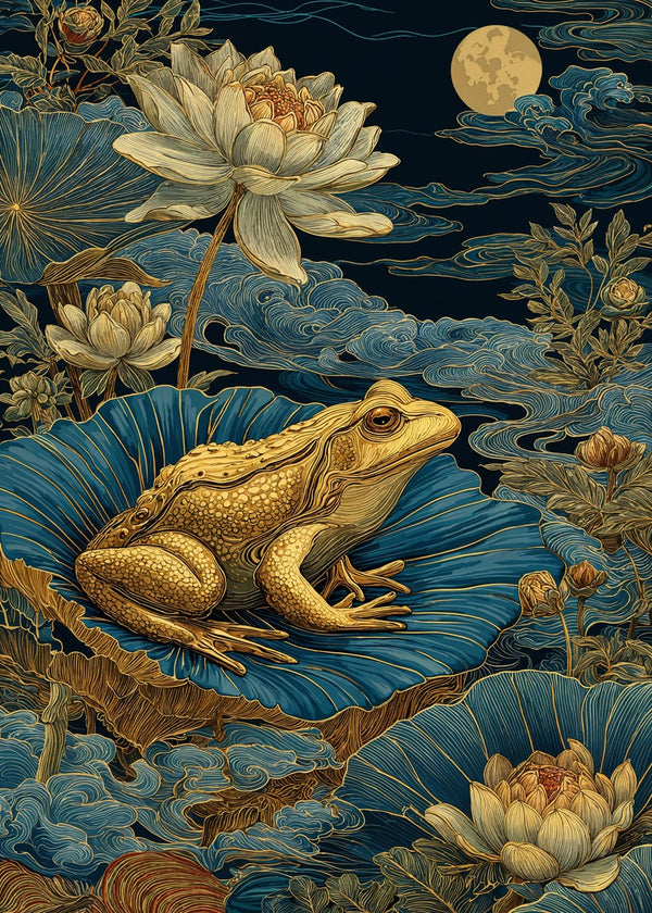 Golden Frog Under Moonlight