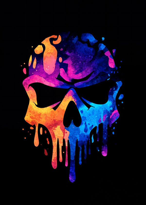 Neon Melting Skull