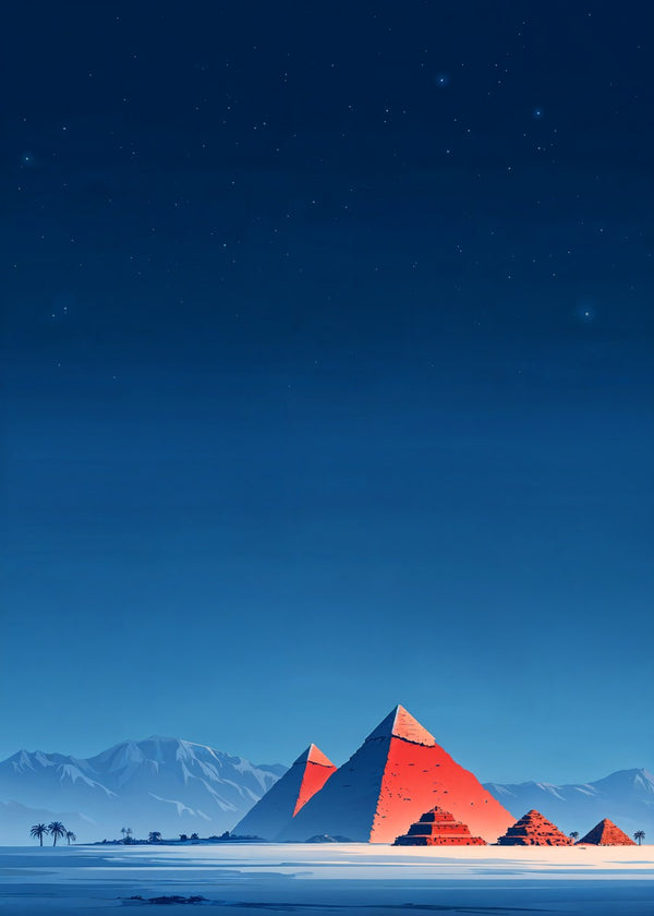 Pyramids Under Starlit Sky