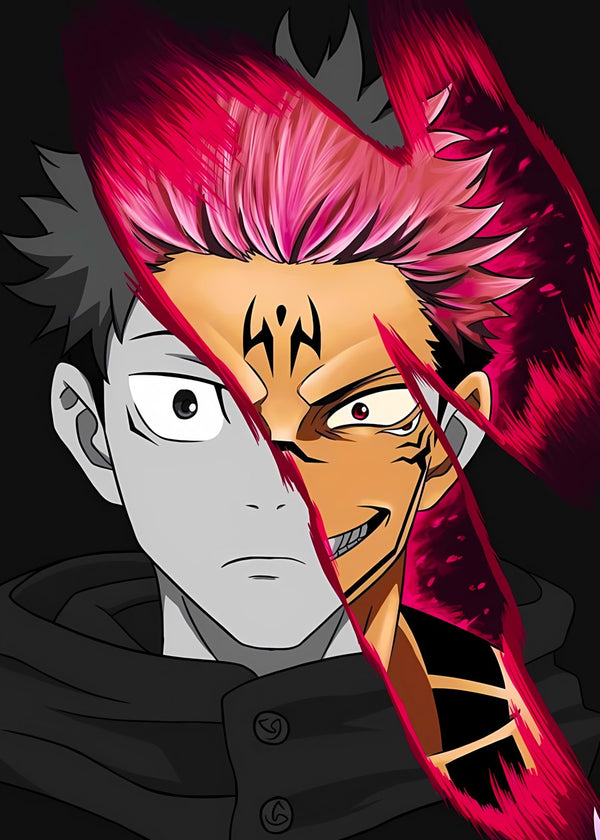 Yuji Itadori and Ryomen Sukuna Split Face, Jujutsu Kaisen