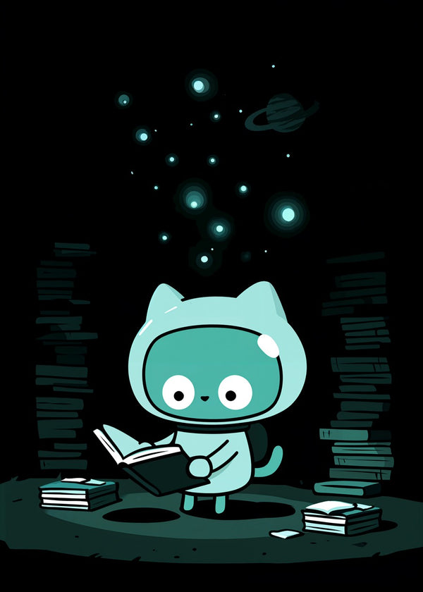 Space Cat Reading Books