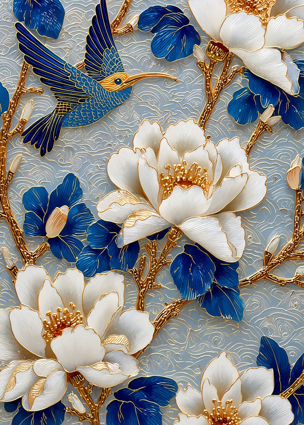 Bluebird & Golden Blossoms