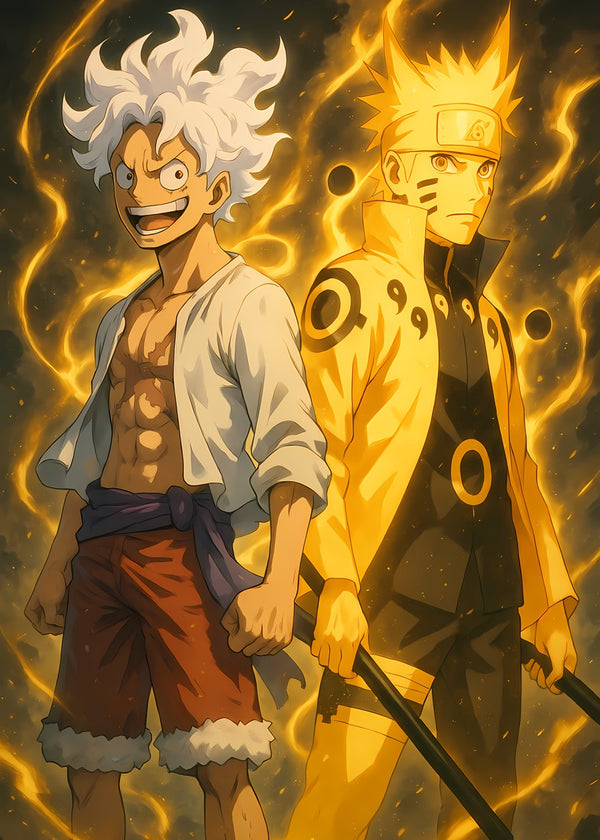 Luffy & Naruto,Golden Aura Duo