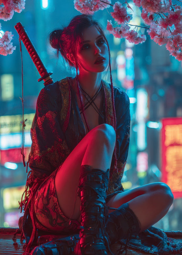 Samurai Girl Cherry Blossoms