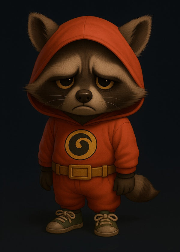 Raccoon in hoodie