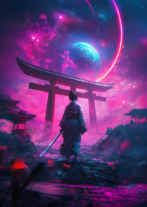Neon Japanese Geisha Katana