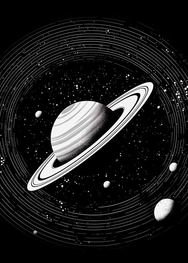Black and white planets orbit
