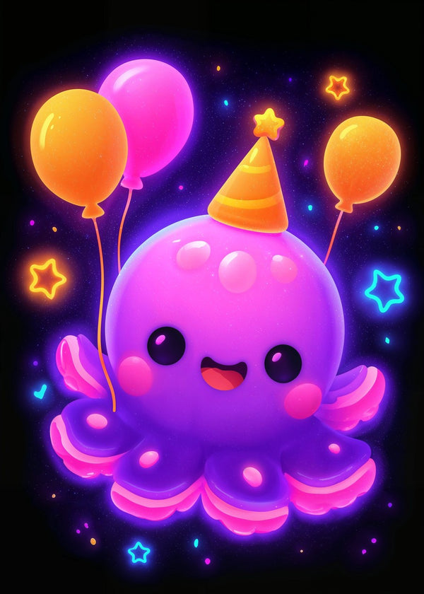 Neon Party Octopus Kawaii