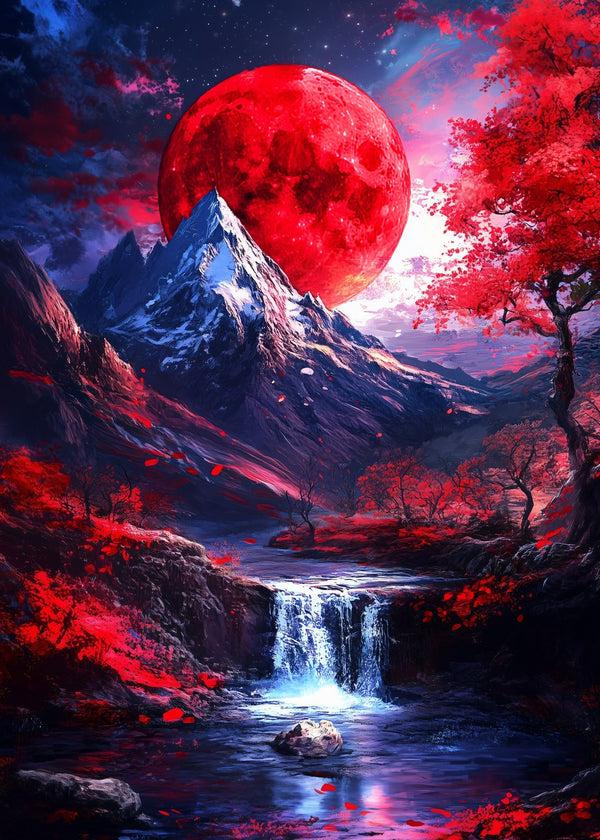 Crimson Moonlit Peaks
