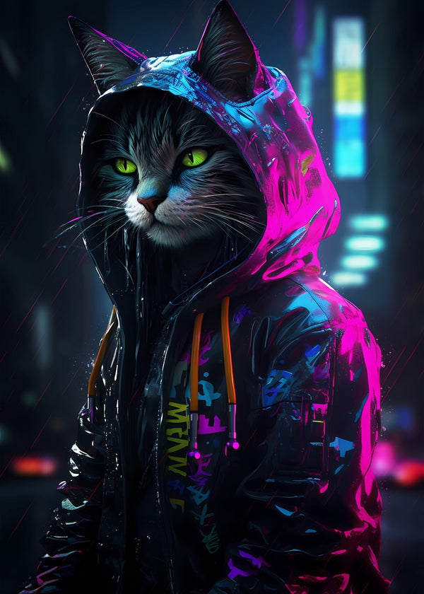 Cyberpunk Future Cat Neon