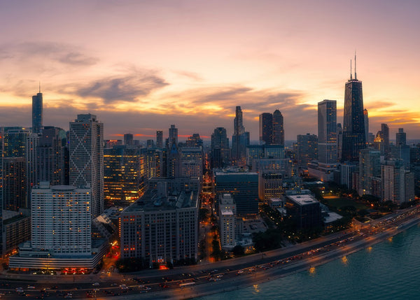 Chicago Skyline at Sunset
