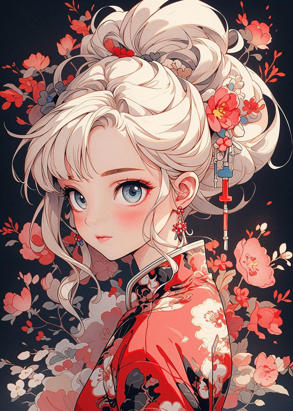 Blossom-Eyed Beauty in Kimono