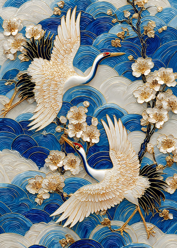 Porcelain Cranes in Bloom