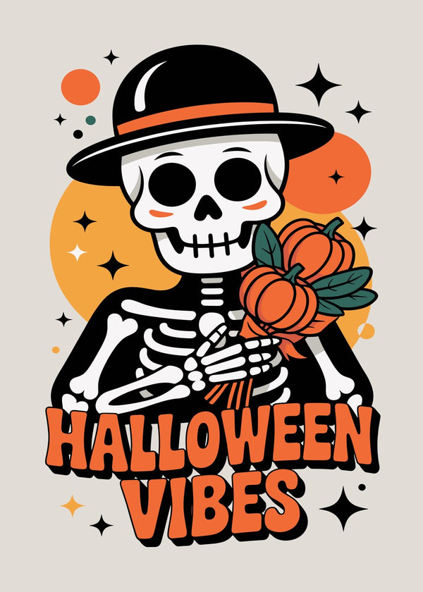 Skeleton with Pumpkin Bouquet