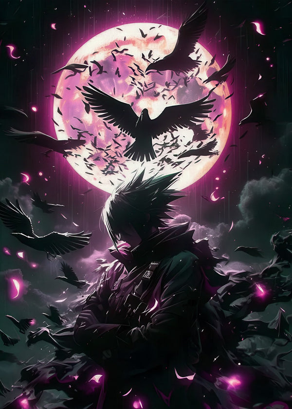 Anime Character with Crows