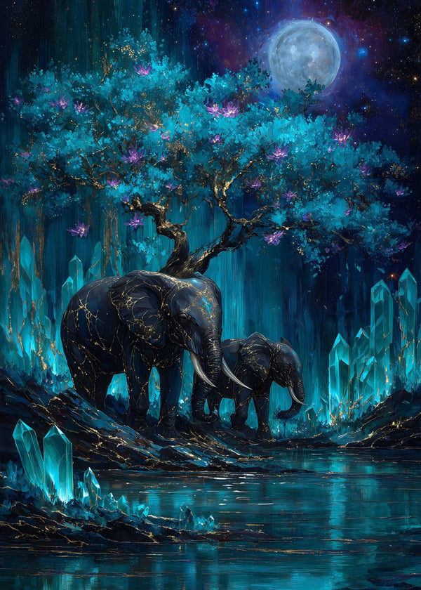 Moonlit Elephant Reverie