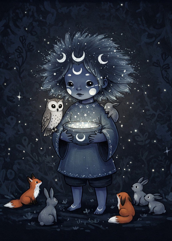 Starlit Child in Forest Glow