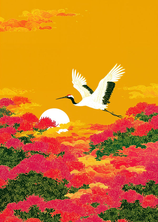 Cranes & Chrysanthemum Sky