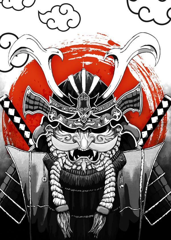 Samurai Warrior with Red Sun