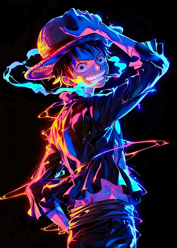 luffy one piece neon art