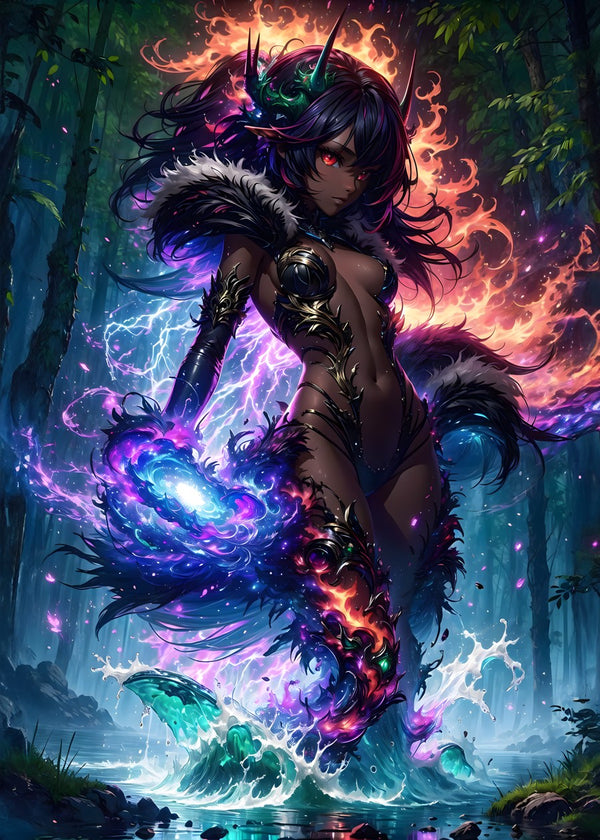 Elemental Sorceress in the Forest