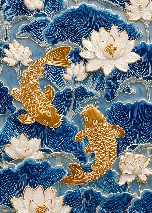 Golden Koi & Lotus Harmony