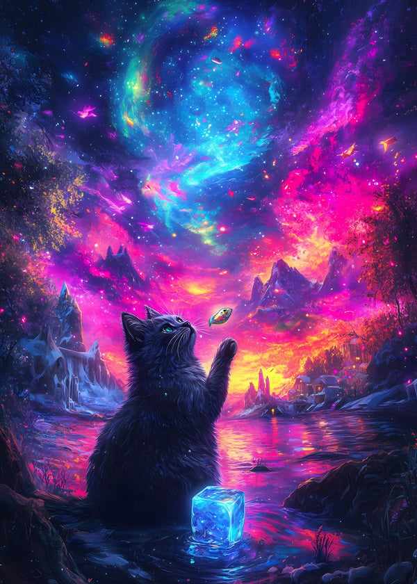 Cosmic Feline Dreamscape