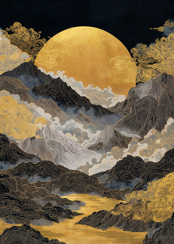 Celestial Peaks Bathed in Gold