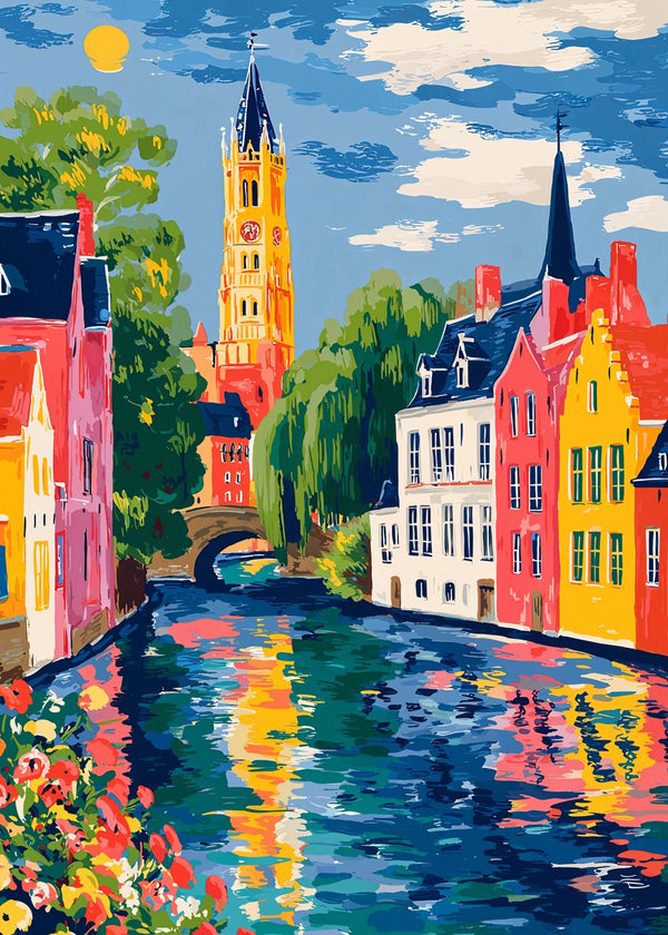 Fauvist Bruges Canal Scene
