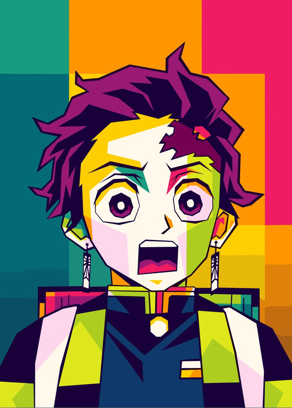 Tanjiro Kamado Colorful WPAP, Demon Slayer Kimetsu no Yaiba