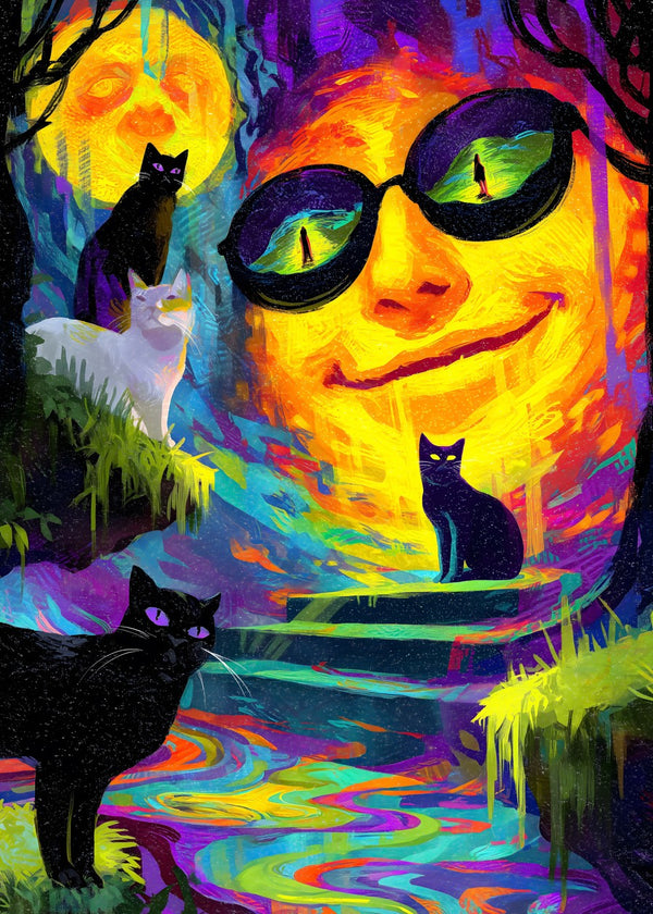 Feline Dreams in Neon Night