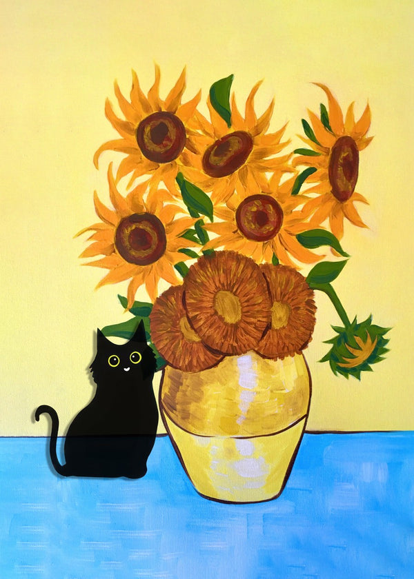 SunFlowers Vase cat