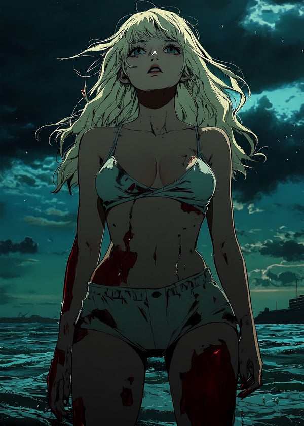 Dark Vintage Anime Bikini Girl