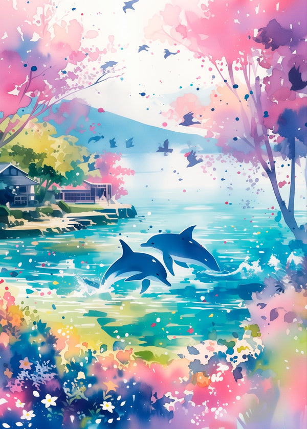 Dolphin Dance Watercolor world