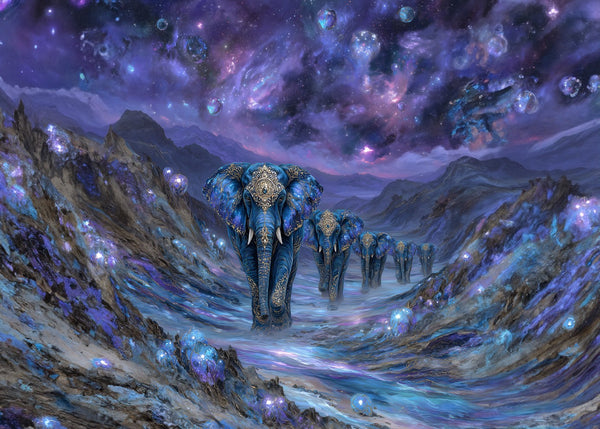 Galactic Parade Of Majestic Elephants