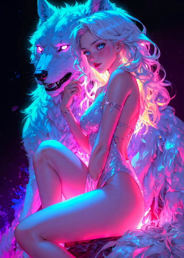 Fantasy Neon Wolf Woman