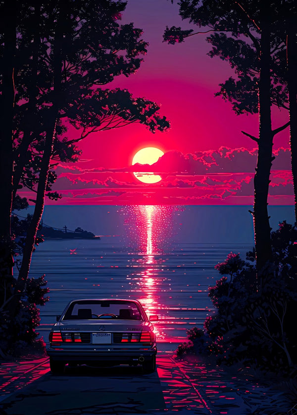 Retro Car Sunset Drive