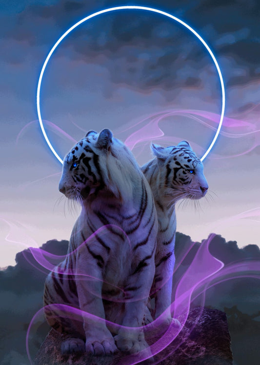 Mystical White Tigers NeonRing