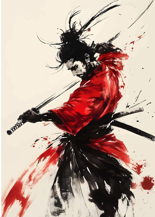 Japanese samurai in ink art 