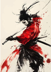 Japanese samurai in ink art 