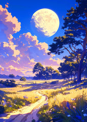 Golden Fields Under Lunar Glow