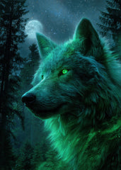 Green Wolf In The Forest