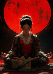 Japanese Kimono Woman in Meditation
