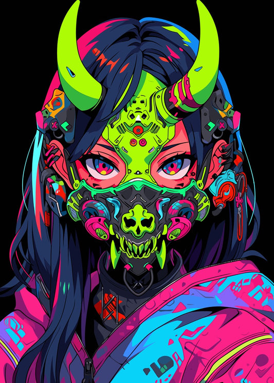 Neon Oni Cyberpunk Girl