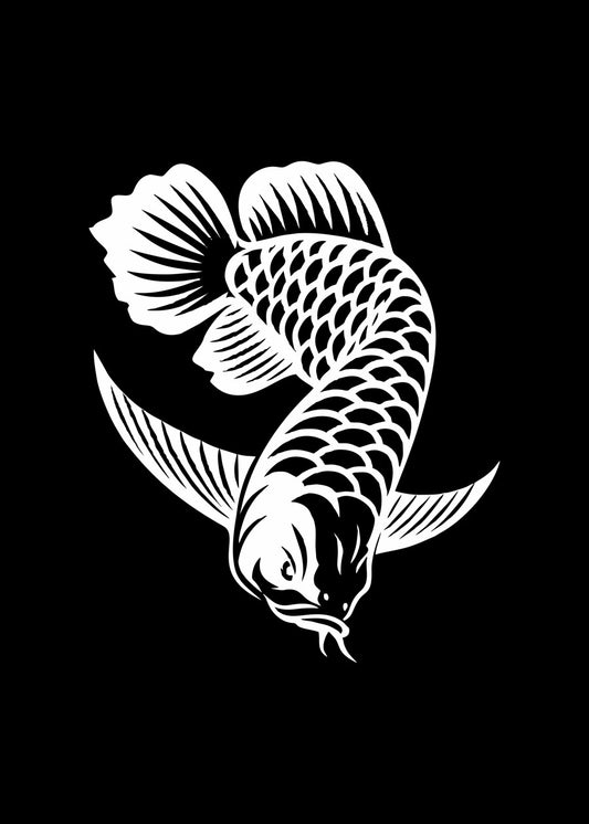 Koi Fish Black and White Vector