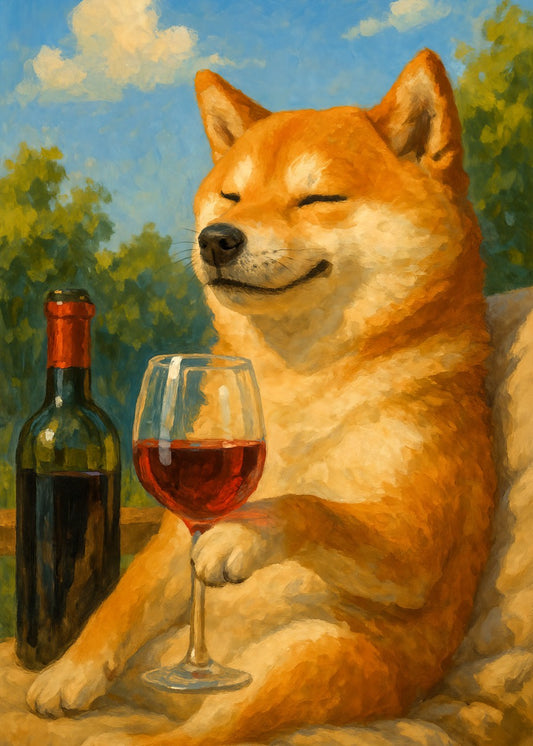 Shiba Inu Wine Time Funny Doge