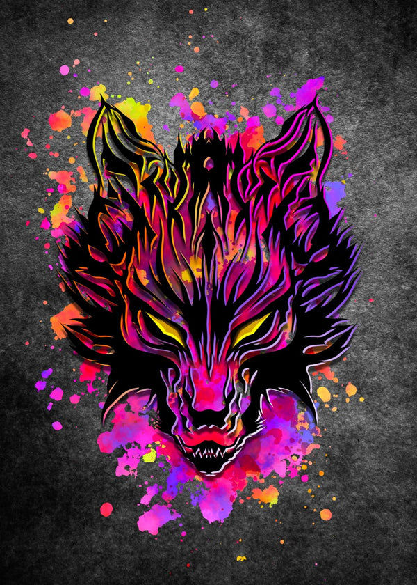 Vibrant Splatter Wolf
